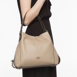 Authentic Edie Shoulder Coach Bag, Cream Color Pebble Leather EUC